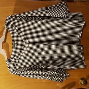 Alexander Jordan 3/4 length sleeve, black and white checked cotton blouse, 1X